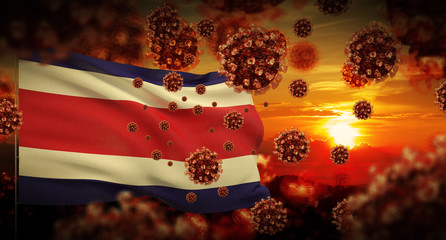 COVID-19 Coronavirus 2019-nCov virus outbreak lockdown concept concept with flag of Costa Rica. 3D illustration.