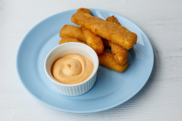 cheese sticks with cheese sauce