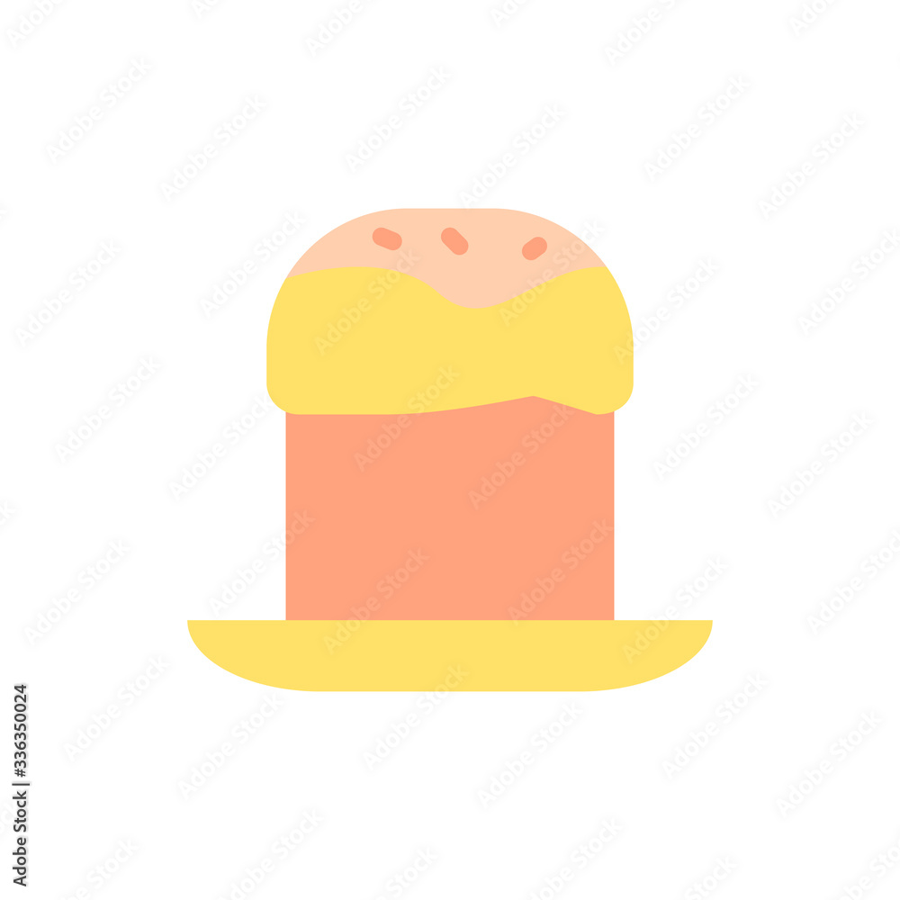 Poster easter cake plate color icon. simple color vector elements of religious holiday for ui and ux, websi