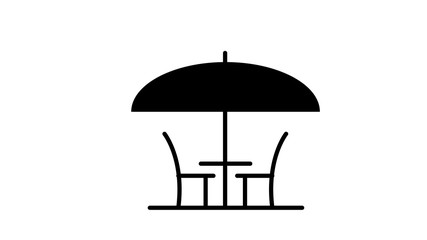 Table and chairs. Outline icon with editable stroke