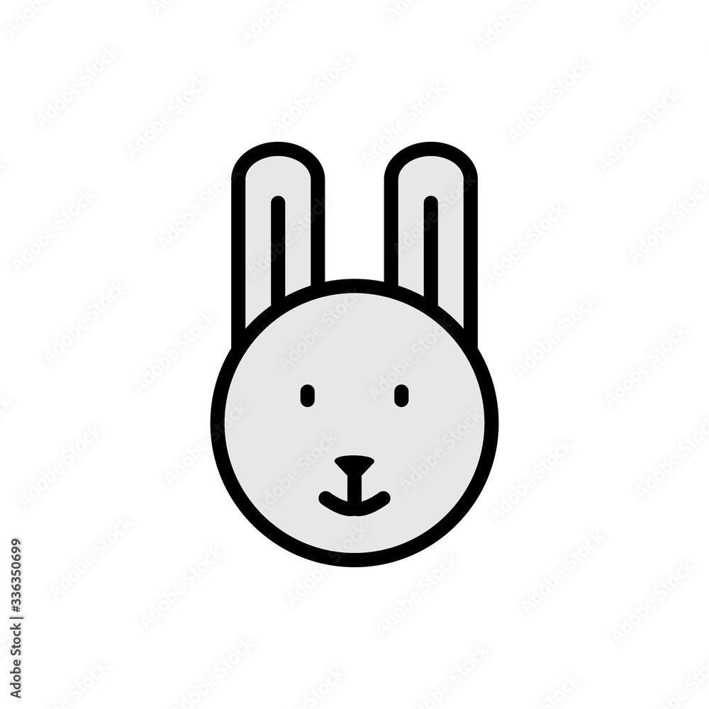 Poster rabbit animal outline color icon. simple outline color vector elements of religious holiday for ui a