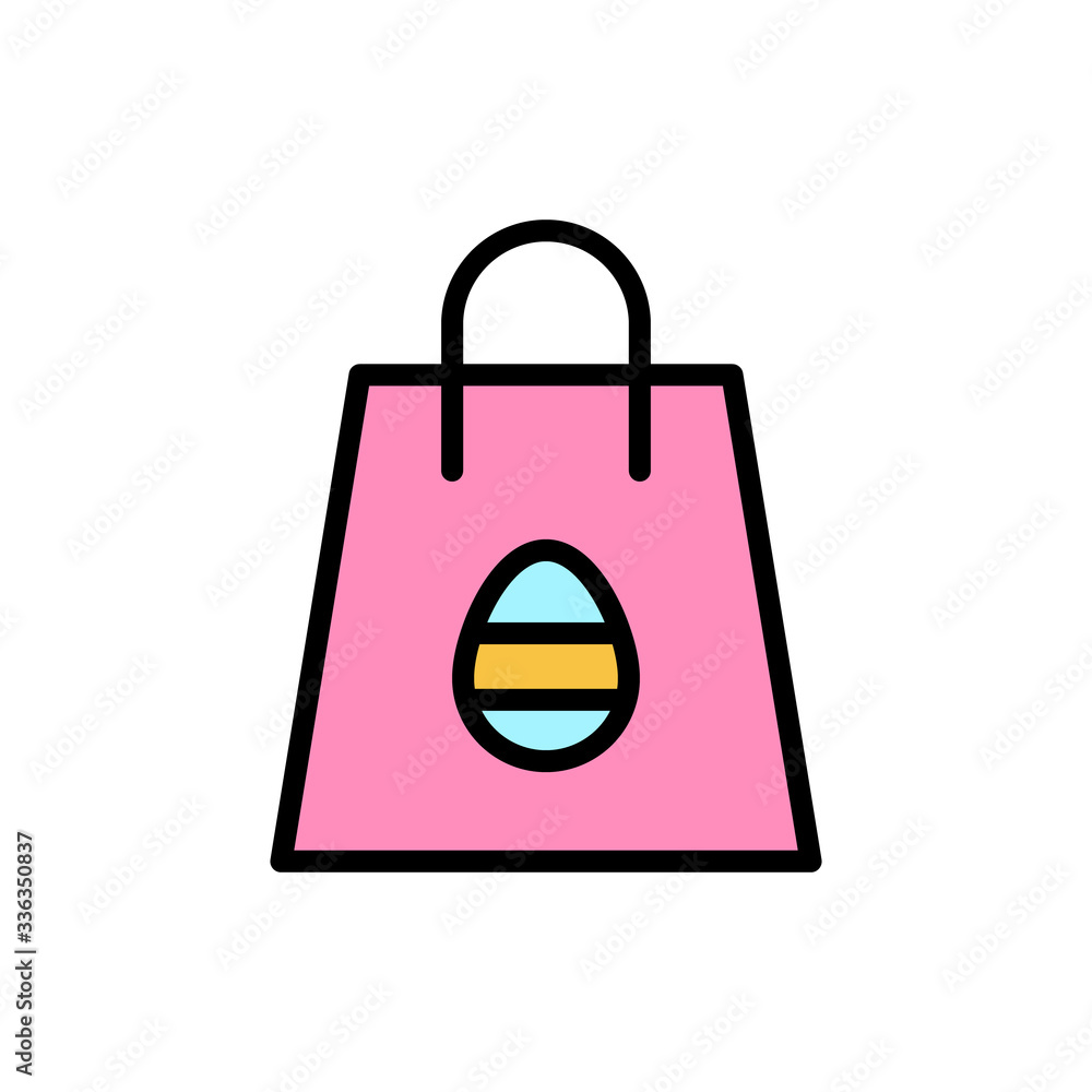 Poster package egg outline color icon. simple outline color vector elements of religious holiday for ui and