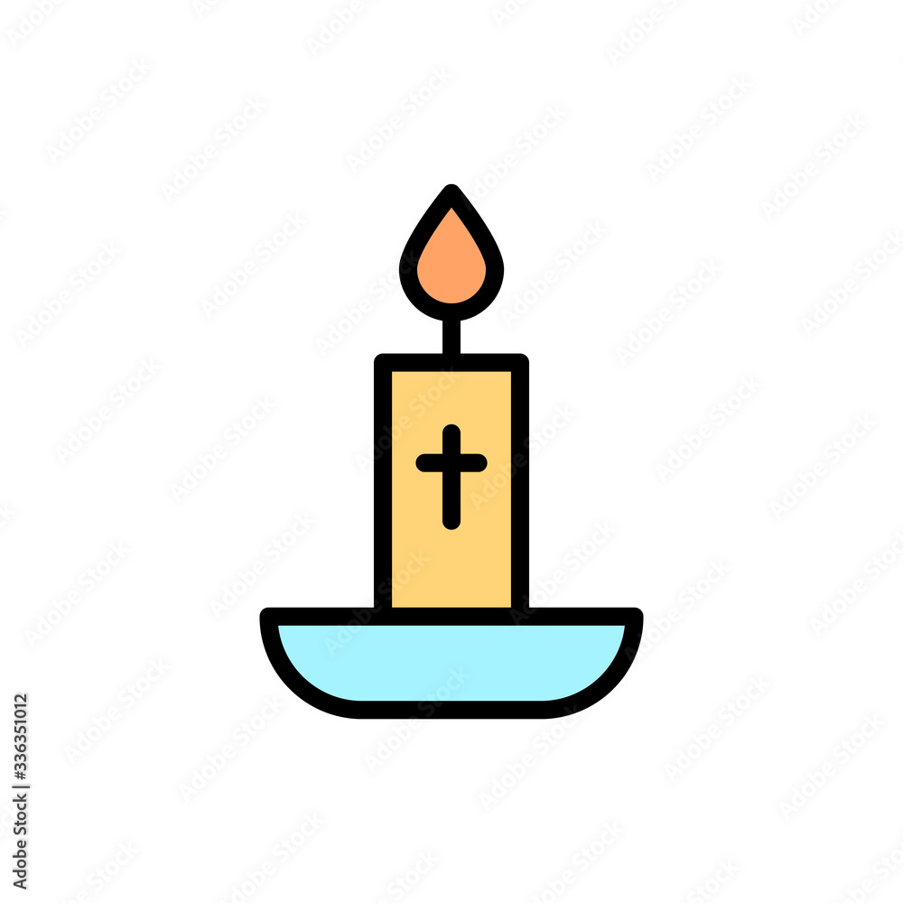 Aufkleber candle cross outline color icon. simple outline color vector elements of religious holiday for ui an