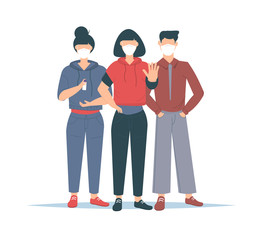 Stop coronavirus. Covid-19 outbreak vector illustratin. People wearing face mask.