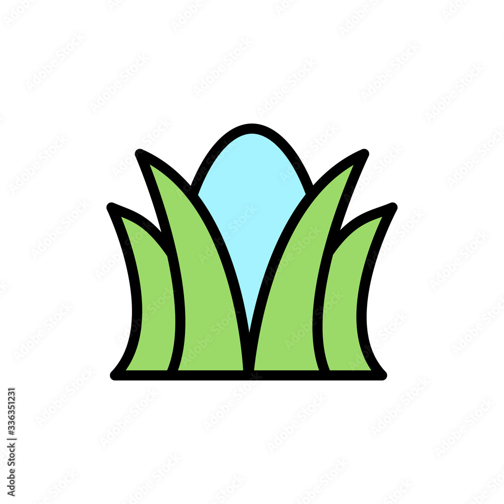 Poster grass egg outline color icon. simple outline color vector elements of religious holiday for ui and u