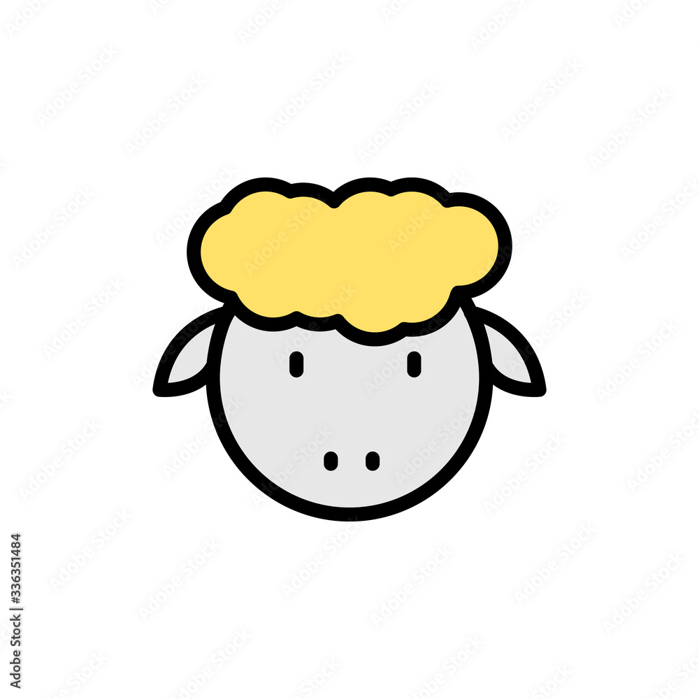 Poster sheep animal outline color icon. simple outline color vector elements of religious holiday for ui an