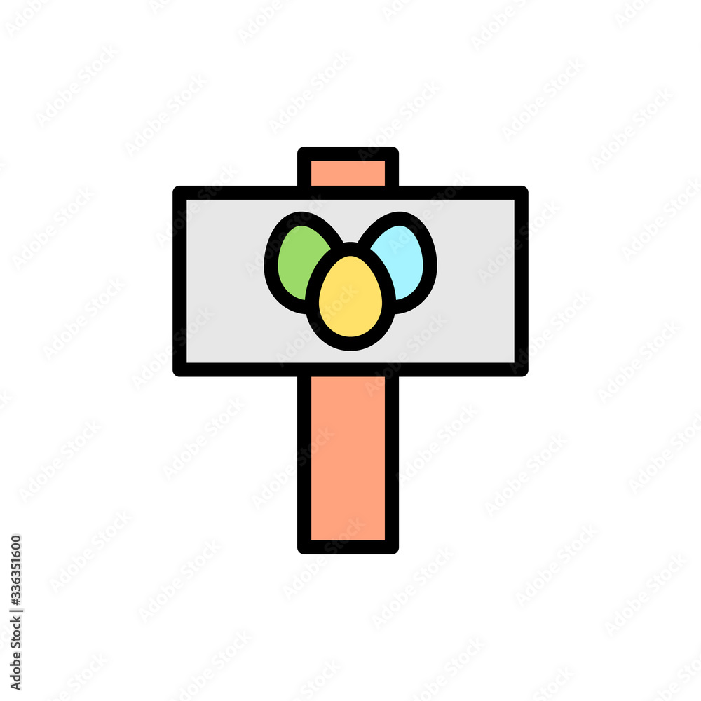 Poster sign egg pointer outline color icon. simple outline color vector elements of religious holiday for u