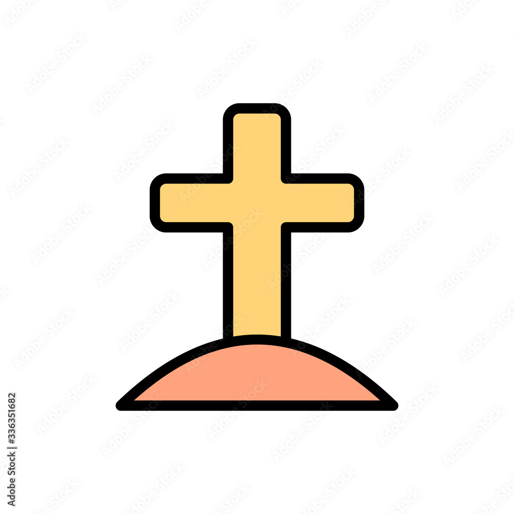 Aufkleber cross christianity outline color icon. simple outline color vector elements of religious holiday for