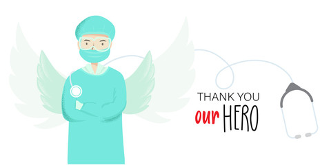 Thank you and support doctor and medical staff hero vector background