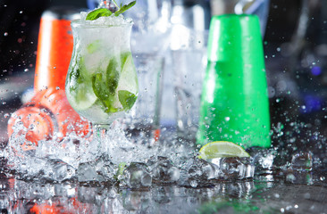 cocktail with ice and splash