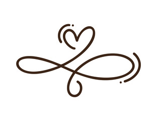 Heart love logo with Infinity sign. Design flourish element for valentine card. Vector illustration logo. Romantic symbol wedding. Template for t shirt, banner, poster