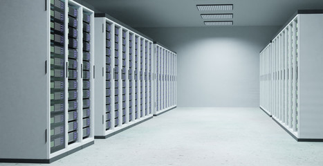Obraz premium 3D illustration with server room