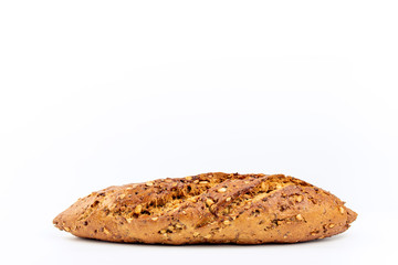 Flax Seed Bread on White Background