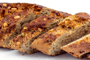 Flax Seed Bread on White Background