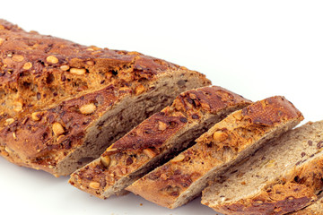 Flax Seed Bread on White Background