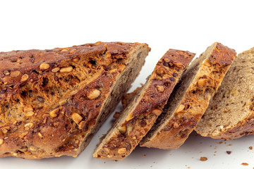 Flax Seed Bread on White Background