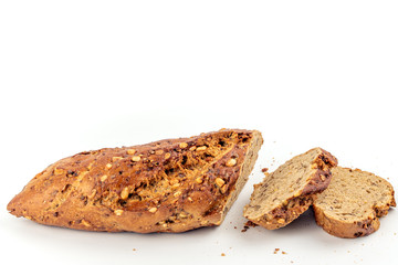Flax Seed Bread on White Background