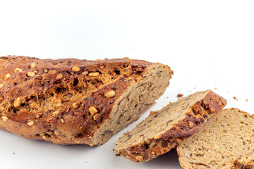 Flax Seed Bread on White Background