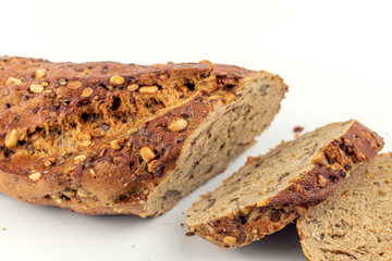 Flax Seed Bread on White Background