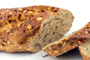 Flax Seed Bread on White Background