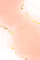 Beautiful pink water-colour background, great design for any purposes. Invitation ,Greeting card template. Vector gold glitter background texture.