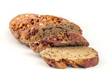 Flax Seed Bread on White Background