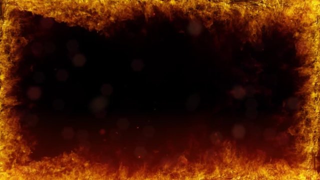 Burning fire frame on black background. Ideal for visual effects and abstract background motion graphics.