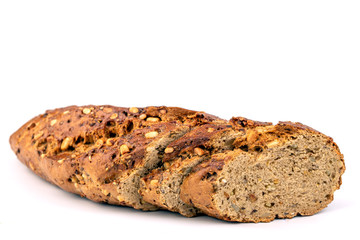 Flax Seed Bread on White Background