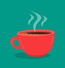 red coffee hot cup vector