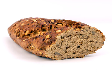 Flax Seed Bread on White Background