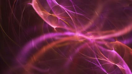 Abstract red and purple chaotic glass shapes. Colorful fractal background. Digital art. 3d rendering.