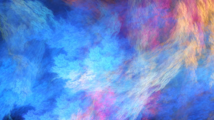 Abstract blue and orange fantastic clouds. Colorful fractal background. Digital art. 3d rendering.