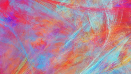 Papier Peint photo Mélange de couleurs Nuages fantastiques abstraits rouges et bleus. Fond fractal coloré. Art numérique. rendu 3d.