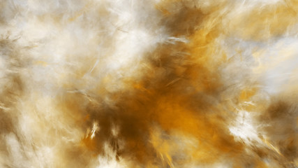 Abstract gold and grey fantastic clouds. Colorful fractal background. Digital art. 3d rendering.
