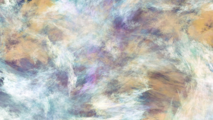 Abstract violet and yellow fantastic clouds. Colorful fractal background. Digital art. 3d rendering.