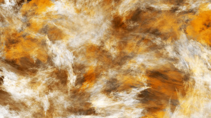 Abstract gold and white fantastic clouds. Colorful fractal background. Digital art. 3d rendering.
