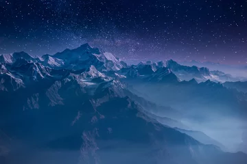 Acrylic prints Mount Everest Himalaya Mountains under the Beauty of the Starry Sky