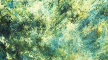 Fototapeta na wymiar Abstract green and yellow fantastic clouds. Colorful fractal background. Digital art. 3d rendering.