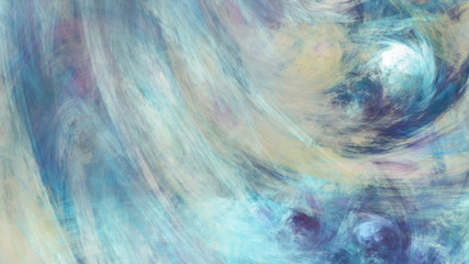 Abstract blue and beige fantastic clouds. Colorful fractal background. Digital art. 3d rendering.