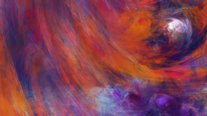 Abstract orange and violet fantastic clouds. Colorful fractal background. Digital art. 3d rendering.