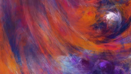 Fotobehang Mix van kleuren Abstract orange and violet fantastic clouds. Colorful fractal background. Digital art. 3d rendering.