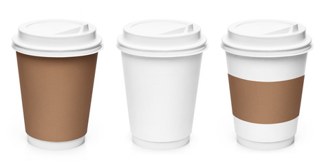 Set of coffee cups, isolated on white background