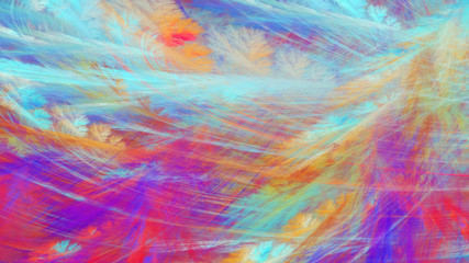 Abstract blue and purple fantastic clouds. Colorful fractal background. Digital art. 3d rendering.