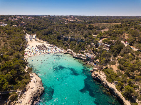 Aerial View of Cala del Moro, Cala Llombards, Maiorca, Baleari, Spain