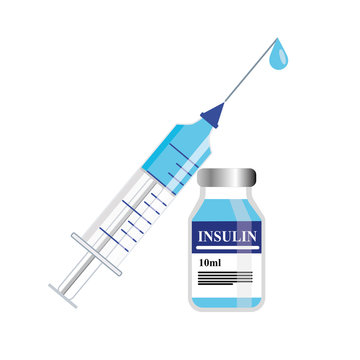 Vector image of injection needle and insulin bottle