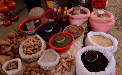 Grains and seeds baskets at Thailand Food Market