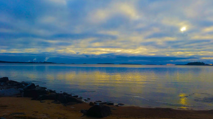 sunset over the lake