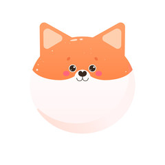 Cute Kawaii Shiba, Fox. Animal isolated on a white background. Vector