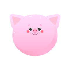 Cute Kawaii Pig, Piglet. Animal isolated on a white background. Vector