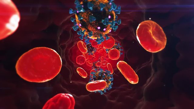 Virus Attack Blood is motion footage for scientific films and cinematic in medical. Also good background for scene and titles, logos.